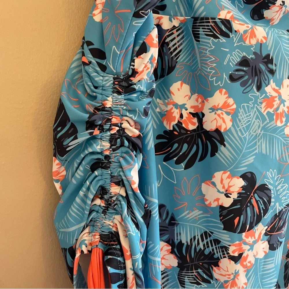 4/$20➡️  ACX Blue & Orange Hawaiian Floral Swim Skort – Plus Size 3X - Picture 5 of 14